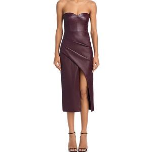 Bardot Strapless Burgundy Dress